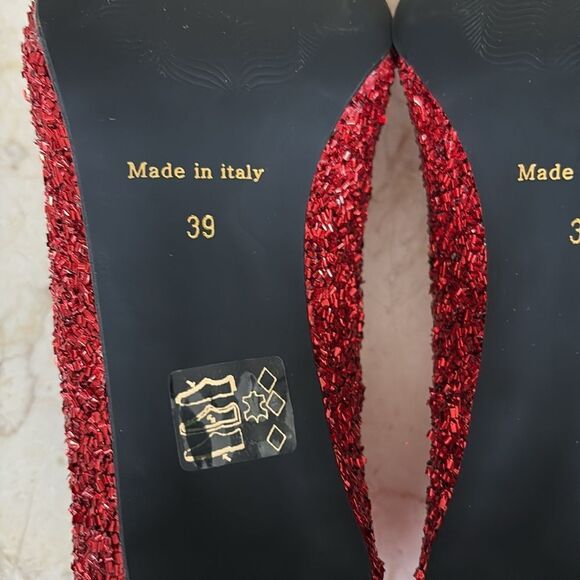 ISLO Isabella Loruso Red Sequinned Evening Pumps Heels - Picture 10 of 13